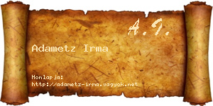Adametz Irma névjegykártya